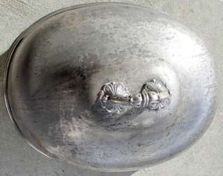 ANTIQUE 18th CENT. HUGE SILVER PLATED PEWTER FOOD MEAT POULTRY DISH 