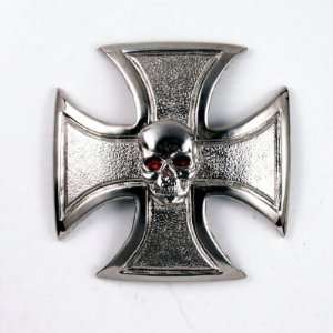  Iron Cross w/small skull Gas Cap Cover for stock Harley 