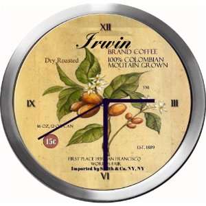  IRWIN 14 Inch Coffee Metal Clock Quartz Movement Kitchen 