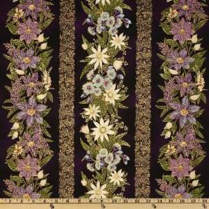   Wide Under The Australian Sun Floral Stripe Jewel Fabric By The Yard
