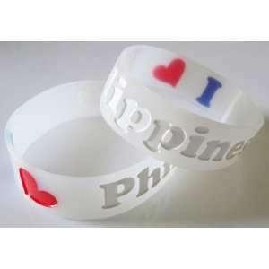 Love Philippines   Silicone Wristband / Bracelet   Philippine Flag
