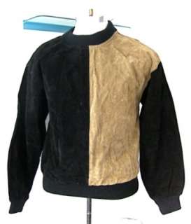 Vtg 80s Punk Black Brown Suede Pullover Shirt Jacket S  