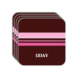 Personal Name Gift   UDAY Set of 4 Mini Mousepad Coasters (pink 