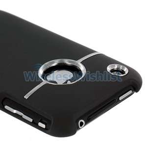 Black Deluxe Case Cover w/ Chrome for Apple iPhone 3G S 3GS  