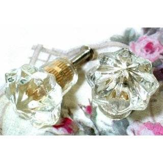 Vintage Glass Knobs ~ Shabby Chic Cabinet or Drawer Crystal Clear 