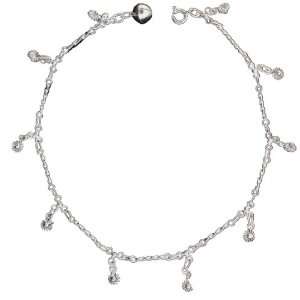  Sterling Silver Flowers Charm Filligree Anklet Jewelry