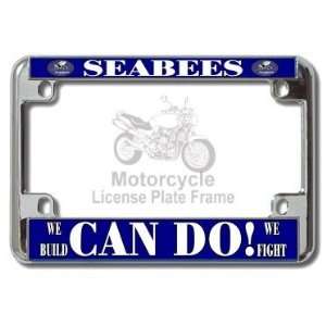 Motorcycle   US Navy Seabees USN Chrome Metal Motorcycle License Plate 