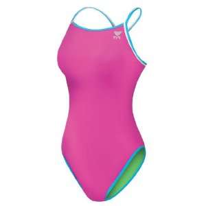  TYR Sport Womens Lycra Solid Reverisble Diamondback Swimsuit 