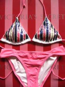   * NEW Sequin Clad VICTORIAS SECRET Molded Bikini Set XS M L  