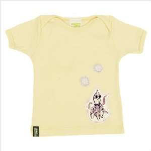   Cotton Baby Lapover T Shirt with Squid Appliqué in Natural Baby