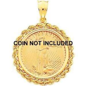    14K Gold Bezel Jewelry for 1/4oz American Eagle Coin Jewelry