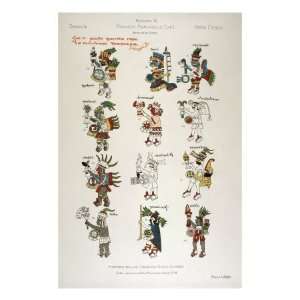  Aztec Gods from the Florentine codex Giclee Poster Print 