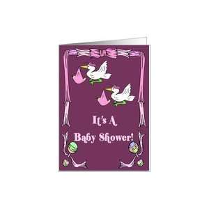  Stork Twin Girls Baby Shower Invitation Card Health 