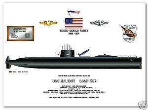 USS Halibut SSGN 587, US Navy nuclear submarine print  