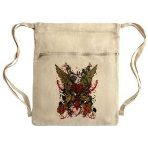 Messenger Bag Sack Pack Khaki Heart Wings 
