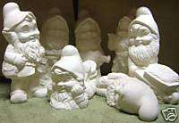   Bisque Gnomes Large Set of Seven Alberta U Paint Ready To Paint  
