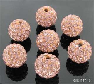 10 20pc 10mm CZ Disco Ball Pave Crystal Rhinestone Spacer Beads DIY 