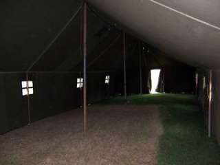 LARGE US MILITARY ARMY TENT 18 X 52 W/ LINER AND POLES # 8340 