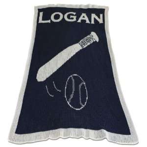   personalized full blanket with name and baseball bat