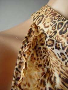 Leopard Print Sheer Chiffon Halter Ruffle Safari Faux Suede Shorts fp 
