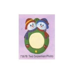   nonfired use acrylic paint #2 two snowmen photo frame 