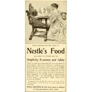  1898 Ad Thos. Leeming Nestles Baby Food Infant Bonnet 