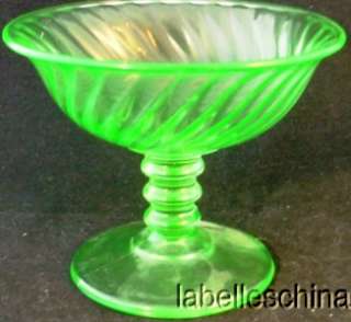 Imperial Green Depression Glass Twisted Optic Sherbet  