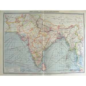  HARMSWORTH MAP 1906 INDIA CEYLON BURMA INDUSTRY BENGAL 