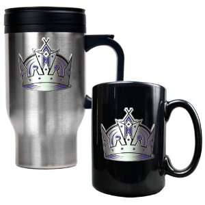 Los Angeles Kings NHL Stainless Steel Travel Mug & Black Ceramic Mug 