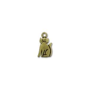    Antique Brass Plated Sitting Cat Charm Arts, Crafts & Sewing