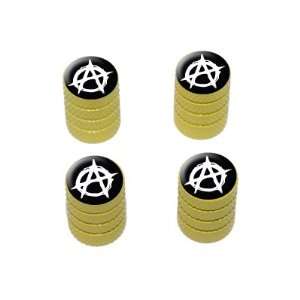 Anarchy Symbol   Tire Rim Valve Stem Caps   Yellow