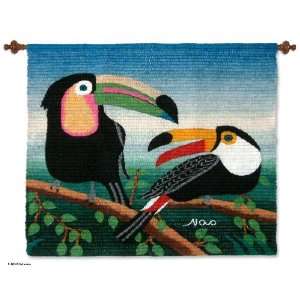  Wool tapestry, Two Toucans