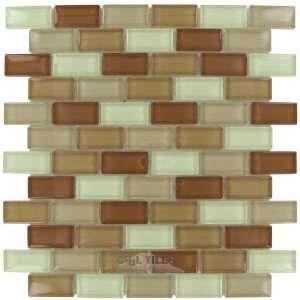  Optimal tile   1 x 1 7/8 glossy glass mosaic in sand 