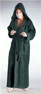 Mens Hooded Full Length Long Turkish Terry Cotton Bathrobe Robe With 