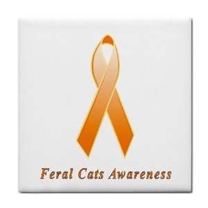 Feral Cats Awareness Ribbon Tile Trivet