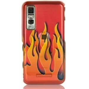 Crystal Hard Red Cover With Fire Flames Design Case for 