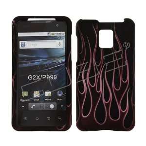 mobile G2x G 2x / Optimus 2X 2 X Black with Red Flame Fire Design 