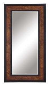 Beveled Rectangular Mirror Olive Ash Burl Wood Veneer  