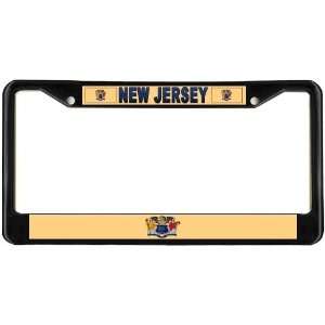New Jersey State Flag Black License Plate Frame Metal Holder