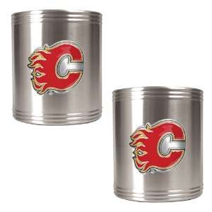  Calgary Flames 2pc Stainless Steel Can Holder Set Kitchen 