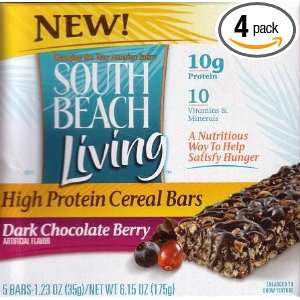 South Beach Living High Protein Cereal Bars, Dark Chocolate Berry, 5 1 