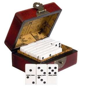    Domino Game Set Double 6 Dominoes Leather Case Toys & Games