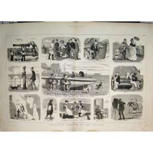  1879 Seaside Russian Gun Children Men Romance Sketches 