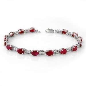  Genuine 8.40 ctw Ruby Bracelet 10K White Gold Jewelry