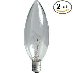   15 Watt Decorative B13 Incandescent Light Bulb, Crystal Clear, 2 Pack