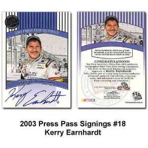 Press Pass Signings 03 Kerry Earnhardt Card  Sports 