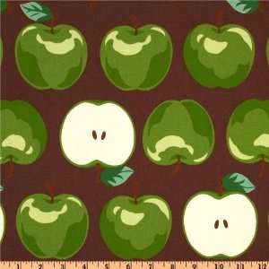 44 Wide Kokka Trefle Oxford Cotton Canvas Apples Brown Fabric By The 