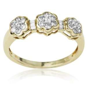  14k Yellow Gold and 0.50 ctw Diamond Mini Trio Ring 5.0 Jewelry