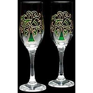   Flutes in a Green Celtic Tree of Life Design.