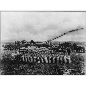   TX,bags of rice in field in front of threshing machine